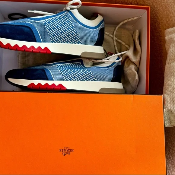 Hermes logo calfskin Men’s logo sneakers - Picture 8 of 13